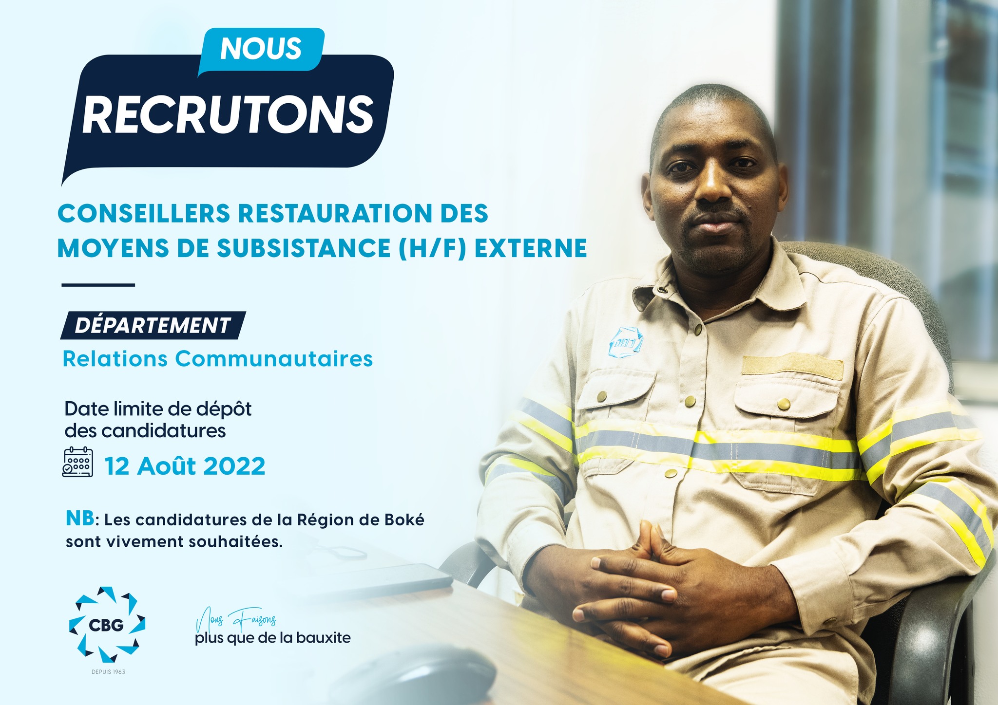 La Compagnie des Bauxites de Guinée en abrégé « CBG » est un leader mondial dans l’industrie de bauxite métallurgique. Elle valorise des min